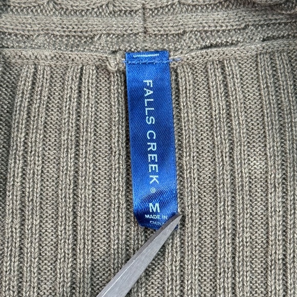 Falls Creek Long Sleeve Open Cardigan Womens SZ M Green Knit Mid Length - Picture 3 of 8